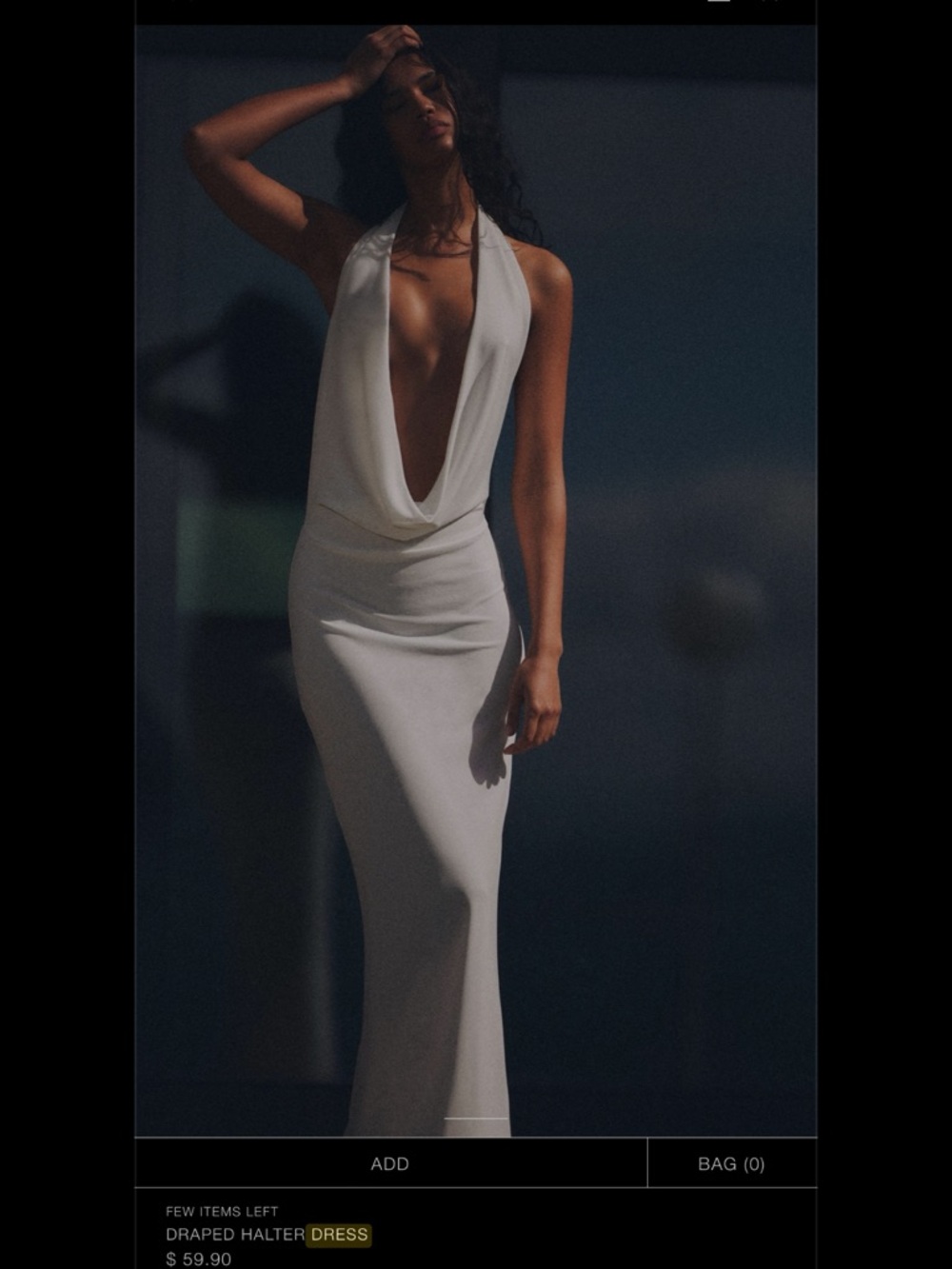 Zara White Draped Halter Maxi Dress